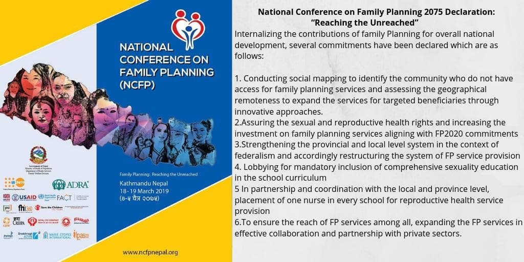 Nepal's National Conference on Family Planning 2075 Declaration: "Reaching the Unreached"