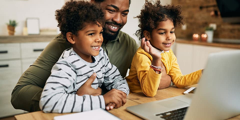 happy-black-father-children